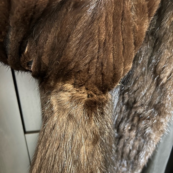 Vintage Mahogany Mink Fully Let Out Bomber Jacket Size 12-14 L XL Silk Lining - Picture 17 of 17
